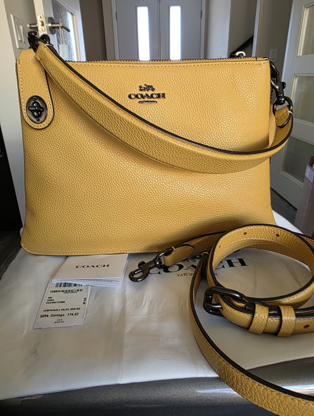 COACH Pebbled Leather Shoulder Bag in Honeycomb